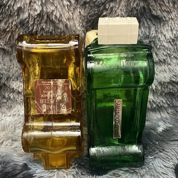 Vintage AVON 4 Car Cologne Bottles Empty Green and Amber Glass - Picture 14 of 16